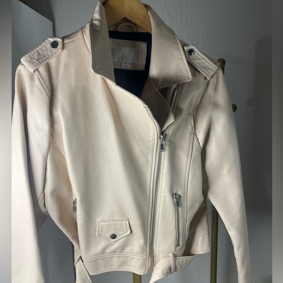 BLUSH LIGHTEST PINK VEGAN MOTORCYCLE 🏍️ JACKET - Picture 7 of 10